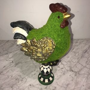 BNWT Chicken Topiary faux green moss finial hand painted swarovski crystal